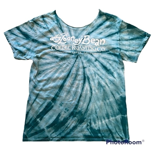 𝅺coffee shop tie dye graffiti style off the shoulder T-shirt, M/L - Picture 1 of 8